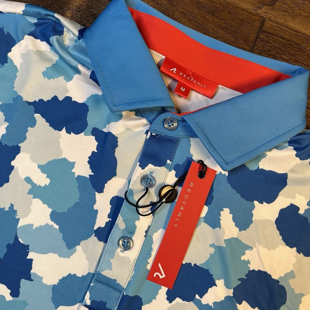 Redvanly‎ Dawson Polo Athletic Luxury Golf Shirt Moisture Wicking Blue Men's Med